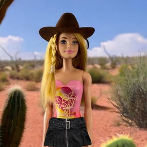 12 mini cappelli da cowboy da 2", 3", 4", rossi, marroni, neri e bianchi per costumi di bambole o animali domestici
