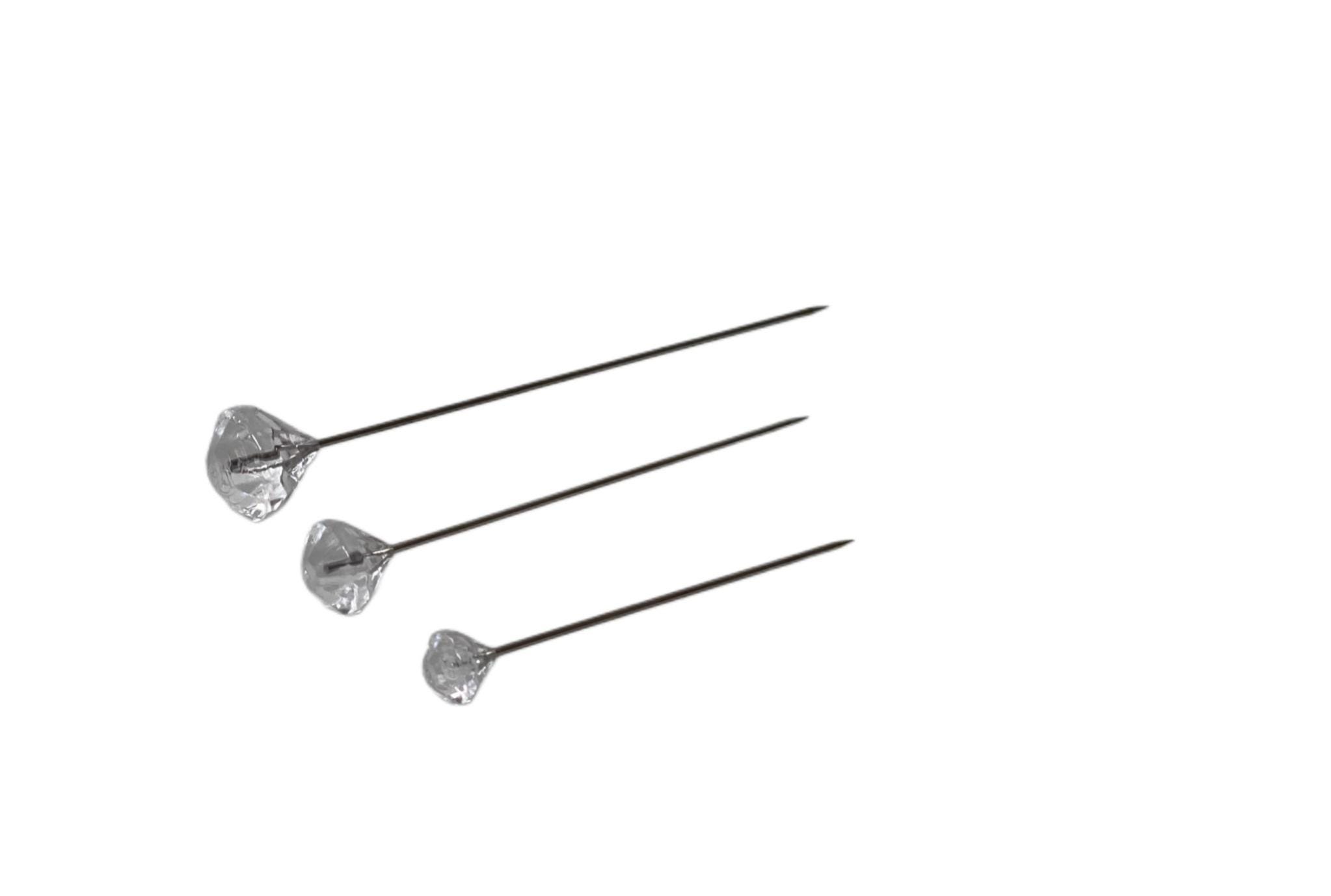 200 Crystal Diamante Pins - 1" Floral Craft Pins For Bouquets, Corsages & DIY Wedding Decor