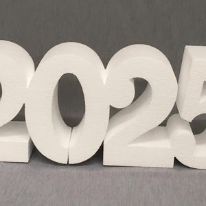 CalCastle Craft Foam Sign &quot;2025&quot; &quot;2026&quot;Jumbo White Foam Numbers New Year Birthday Graduation