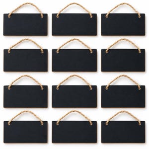 Mini Chalkboard Signs, 12 Pack, 4 x 2 Inch Blackboards for Wedding Place Cards, Buffet Labels & Party Table Decor