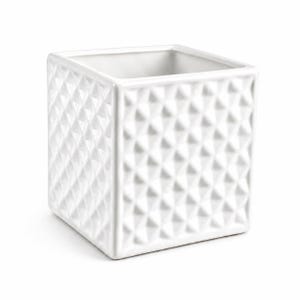 Glossy White Ceramic Vase | Modern 4.5” Square Porcelain Planter | Wedding Centerpiece Vase | Floral Arrangement Pot | Home Decor
