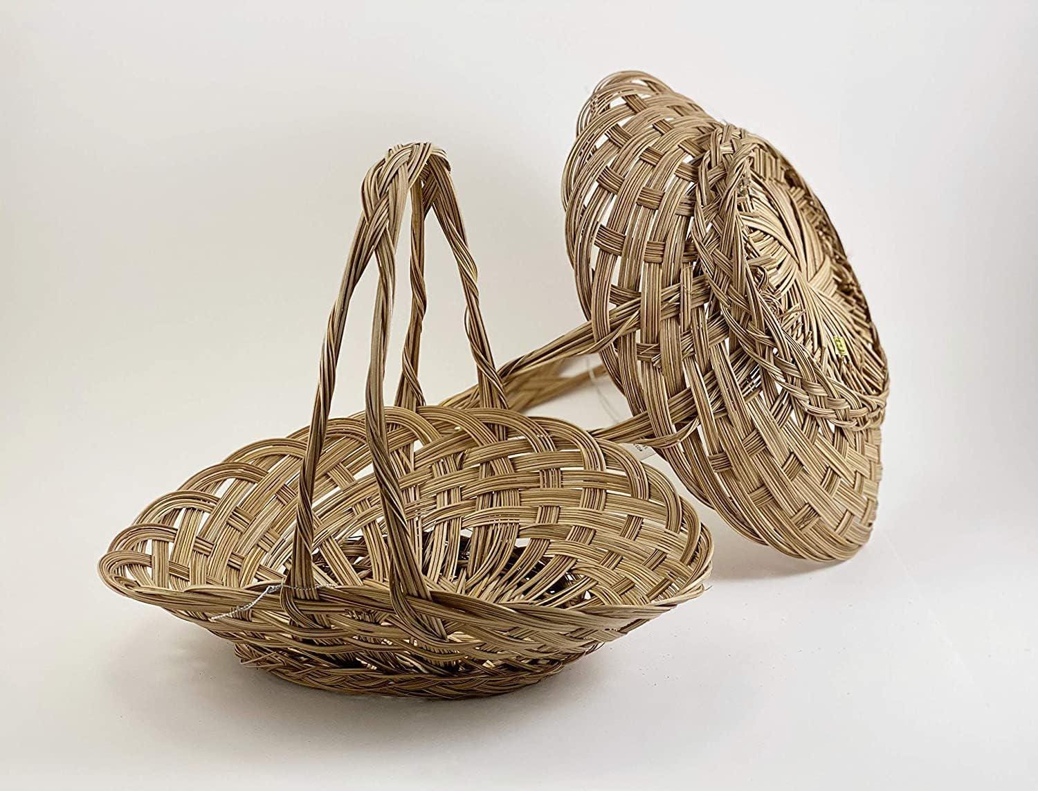 Handwoven Coco Midrib Oval Basket With Handle, Rustic Farmhouse Storage ...