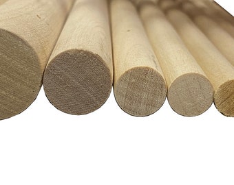 36" Long 100 Piece Wooden Dowels Many Sizes for Arts and Crafts or Wood Repairs