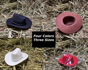 Single 2" 3" 4" Mini Cowboy Hat Red White Brown Black