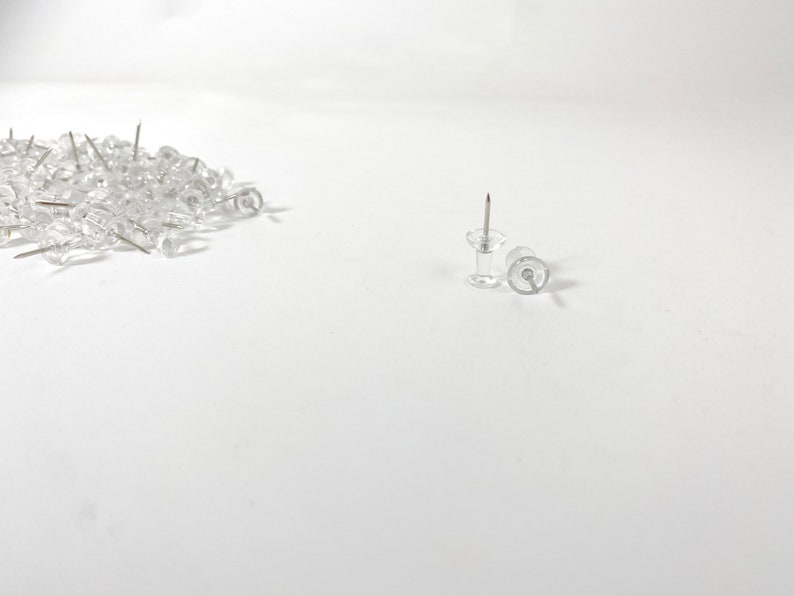 100 Count Clear Thumb Tacks With Steel Pin Etsy