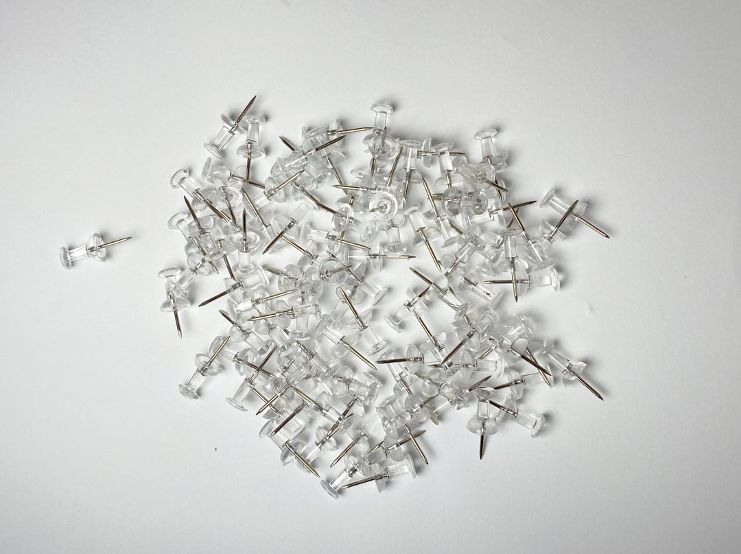 100 Count Clear Thumb Tacks With Steel Pin Etsy