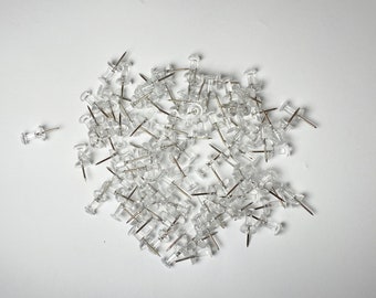 100 Count Clear Thumb Tacks with Steel Pin