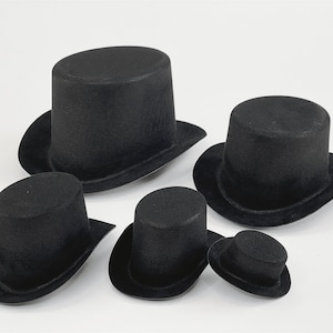 CalCastle Craft Singles Black Top Hat 2", 4", 4.5", 6.5", 8" for Craft and Party Decoration