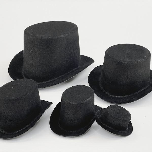 Bulk Black Flocked Top Hats: Craft & Party Decoration