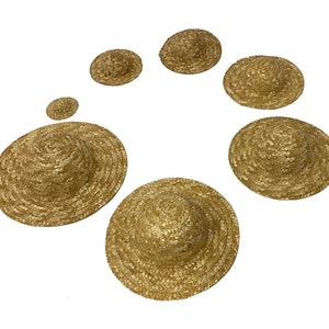 1 Pc Straw Hat Many Sizes Miniature to Large 3", 4", 5", 6", 7", 8", 9", 10", 12"