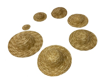 1 Pc Straw Hat Many Sizes Miniature to Large 3", 4", 5", 6", 7", 8", 9", 10", 12"