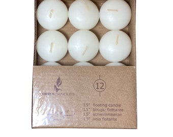 Unscented 1.5"(12pc) or 2"(4pc ONLY) Floating Disc Candles White and Ivory Available