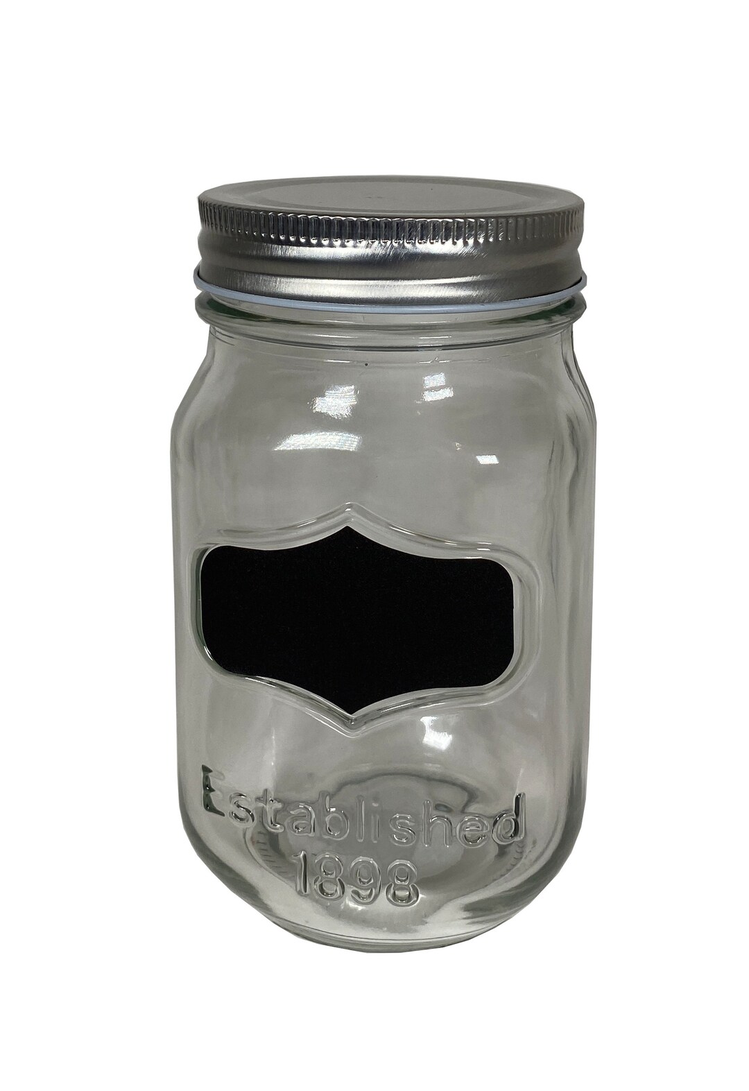 Established 1898 Etched Glass Mason Jar 24 Oz Storage With Aluminium