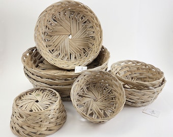 Hand Made Philippine Natural Coco Midrib Round Gift Baskets, Bread Roll Baskets, Food Serving Baskets, Florist Baskets, Organizer