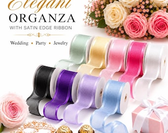 1.5" Organza Ribbon with Satin Edge, Wedding, Party, Hair Bow, Gift Wrap