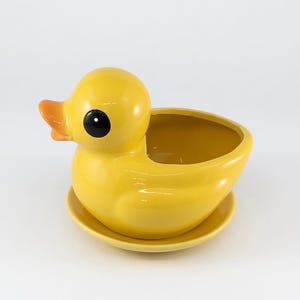 Ceramic Duck Planter Set | Yellow Ceramic Duck Pots | Succulent Planter | Animal Flower Pot | Cottagecore Farmhouse Decor | Baby Shower