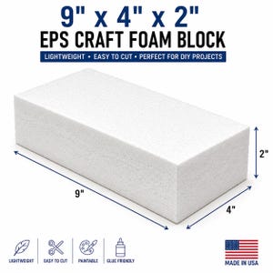 White EPS Foam Block 9x4x2, Crafting, School Projects, Model Making (Made in USA)