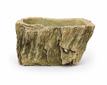 Rustic Concrete Ceramic Planter Pot 9” x 6” | Stone Look Succulent Planter with Drainage Hole | Indoor Outdoor Flower Pot | FS039