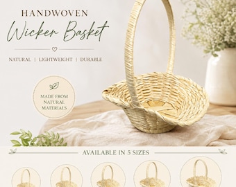 Set of 3 Oval Woven Bamboo Baskets, Rustic Wedding Decor, Flower Girl Basket