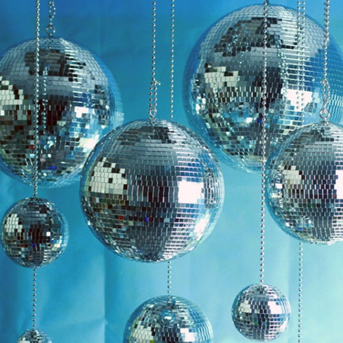Fibye 24 Pcs Mirror Disco Ball Hanging, Silver Glass Disco Ball Decor ,  Disco Party Decorations, Disco