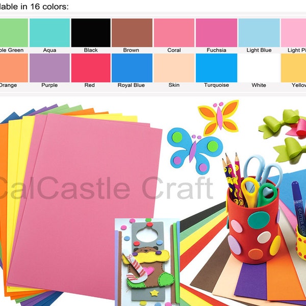 10 pcs 2mm Craft Foam Sheet Foamie Eva Foam Foamy Extra Large 13" x 18" / 12" x 20" Crafting, Children craft - 16  colors available