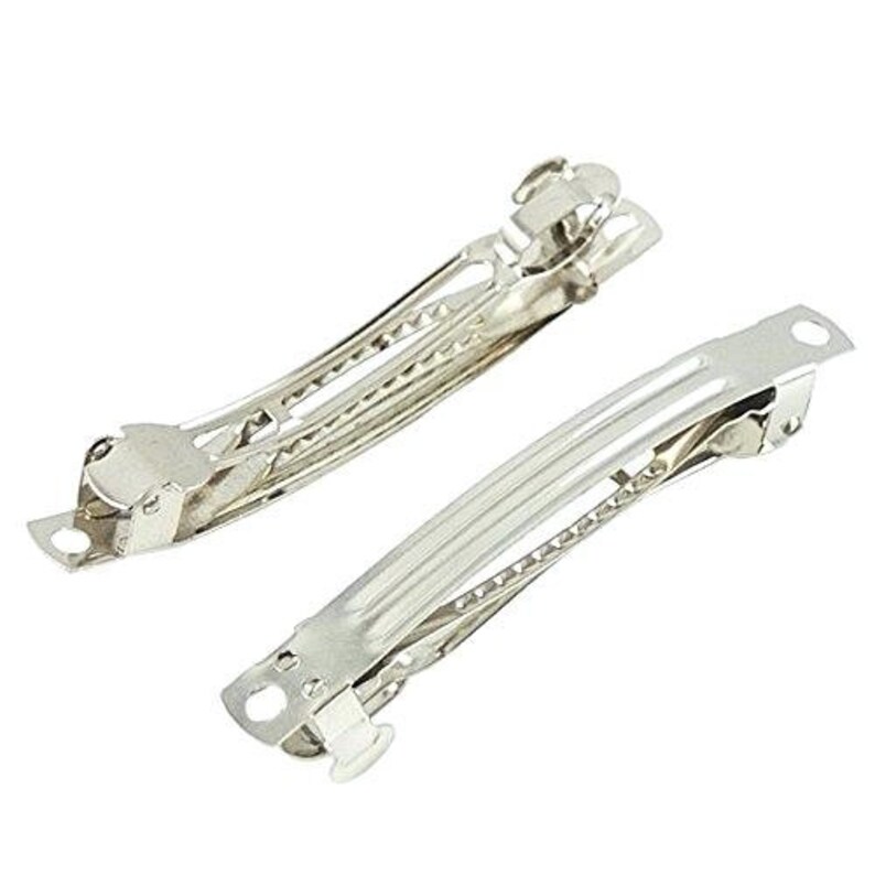 French Barrette Style Hair Clips Metal Silver DIY Craft Bow Etsy