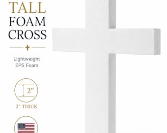 22" Tall EPS foam Cross for Floral Arrangements, Funeral, Baptism Decor