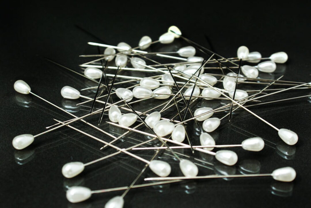 Corsage Boutonniere Pins Faux Pearl Head Pins Wedding Bouquet Pins White  Straight Pins for Sewing Craft Wedding Decorations (100 Pieces with 1 Box)