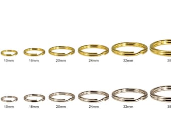 CalCastle Craft Split Ring Gold and Silver 6, 10, 16, 20, 24, 32, 38 mm Key Chain Ring Jewelry