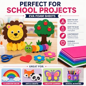 Láminas extragrandes de espuma EVA de 33 x 46 cm (13" x 18") – Paquete de 10 láminas de espuma para manualidades y cosplay. imagen 5