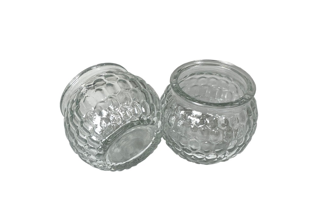 1/6/12 PC Mini Glass Candle Holders Ribbed Glass 2 Tall Round Etsy