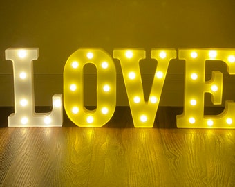 8.5" Tall White Love Light Up LED Sign for Romantic and Party Celebration