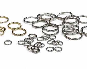 Gold and Silver Split Rings for Key Chain Ring Jewelry Hardware (6-38 mm) Multiple Sizes
