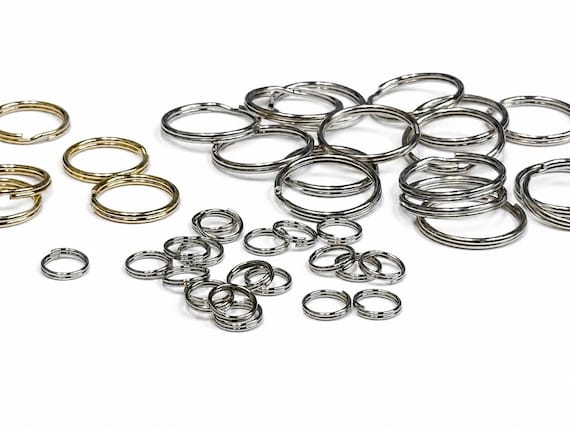 Gold and Silver Split Rings for Key Chain Ring Jewelry Hardware (6-38 mm) Multiple Sizes