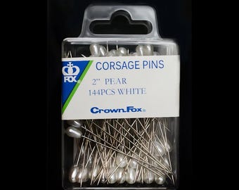 White Pearl Corsage Pins: Japanese Quality, 2 inch, 144 PCS
