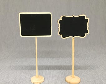Mini Wood Chalkboard Signs with Easels, Place Cards, 6 Pack