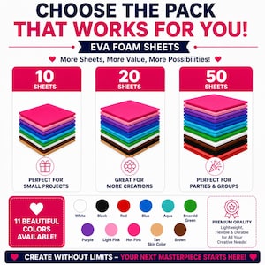 Láminas extragrandes de espuma EVA de 33 x 46 cm (13" x 18") – Paquete de 10 láminas de espuma para manualidades y cosplay. imagen 6