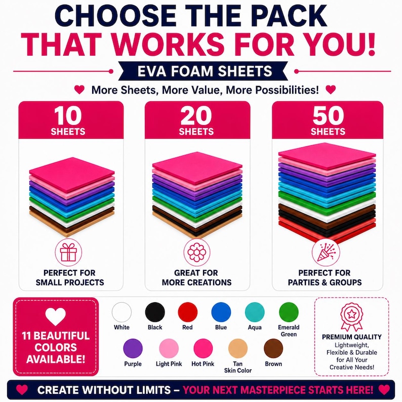 Láminas extragrandes de espuma EVA de 33 x 46 cm (13" x 18") – Paquete de 10 láminas de espuma para manualidades y cosplay. imagen 6