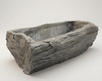 Large Stone Look Concrete Planter with Drainage | Rock Style Bonsai Pot | Succulent Orchid Planter | Rustic Centerpiece