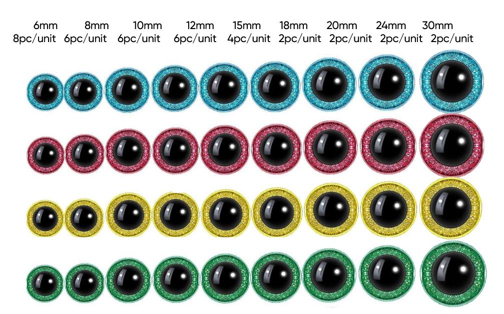 Calcastle craft Amigurumi Glitter Eyes for Stuffed Animals for DIY Dolls Amigurumi Made in Japan
