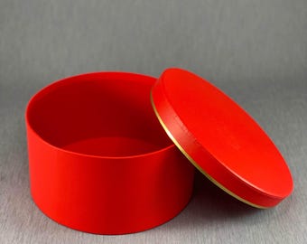 CalCastle Craft Red Round Gift Wrap Box with Gold Trim on Lid