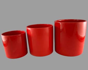 Set of 3 Porcelain Cylinder Vases Style for Indoor Décor Furnishing