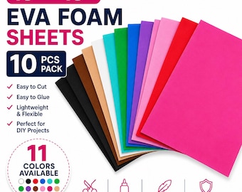 Extra Large EVA Foam Sheets 13" x 18" – 10 Pack Craft Foam for DIY, Cosplay