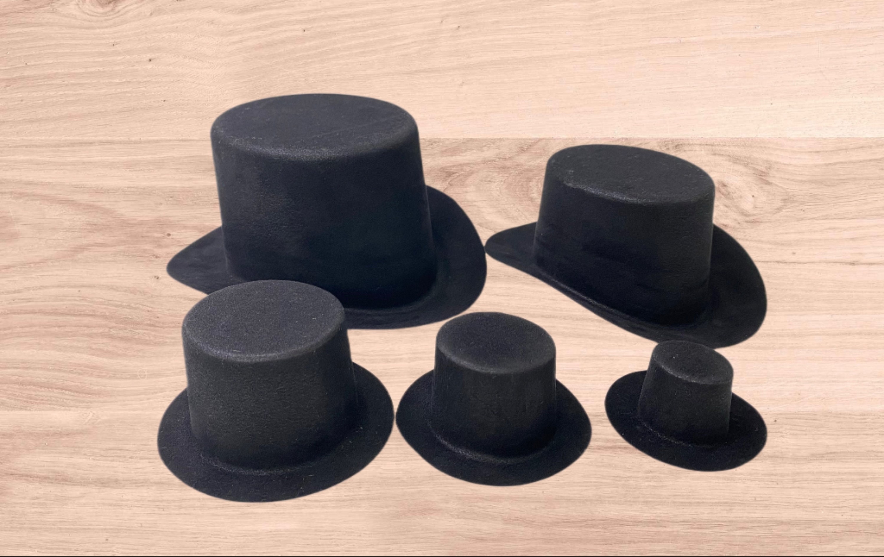 CalCastle Craft Singles Black Top Hat New Sizes 2.5", 3.25", 4", 6.5" , 8" for Craft and Party Decoration Doll and Pet Costume