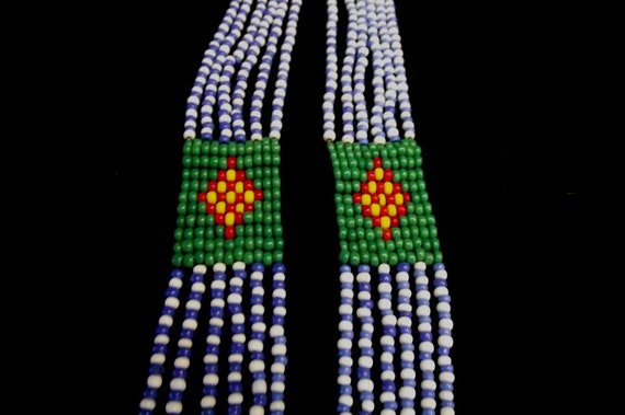 Two Navajo Indians Seed Bead Necklace - image 6