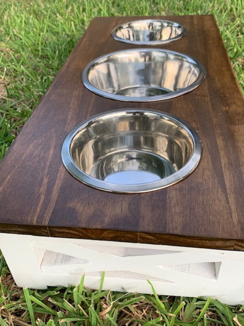 Raised Farmhouse Dog Bowl Stand Personalized Feeder Decor 2 Etsy