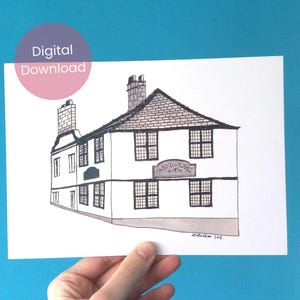 Carbrook Hall Print - Printable Sheffield Art, Spookiest Pub in Sheffield, Halloween Print, Sheffield Print, Sheffield Art