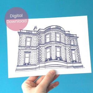 Tapton Hall-print - afdrukbare Sheffield-kunst, trouwlocatiecadeau, Valentijnsdagcadeau, Masonic Lodge Art, Sheffield Building-print,