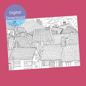 Richmond Castle Colouring Sheet, Adult Mindfulness Colouring Page (Digital Download)