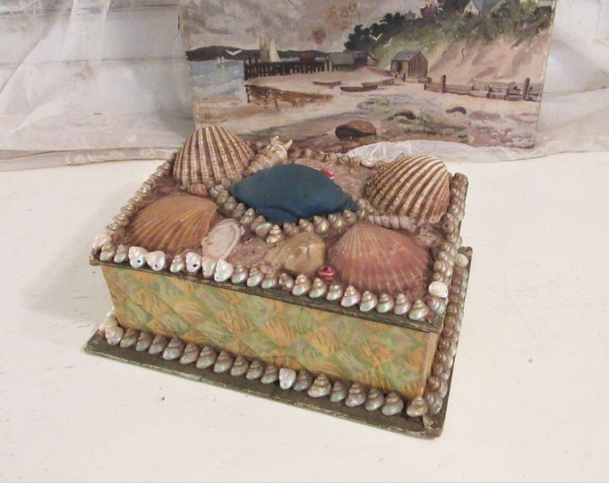 Antique Shell Pincushion Box, Late 1800s Etsy